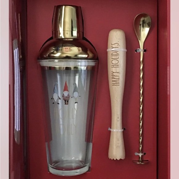 Rae Dunn Holiday Rae Dunn Glass Cocktail Shaker Muddler Stirring